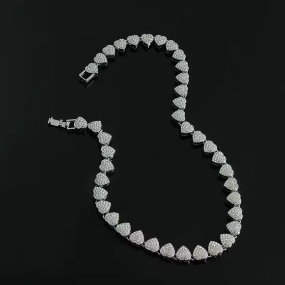 Heart Shape Cubin Chain Necklace Iced Out Men Jewelry 18” - Picture 5 of 11